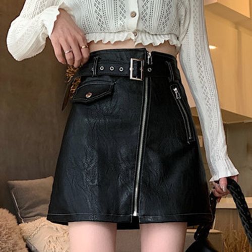 Zip up leather discount skirt