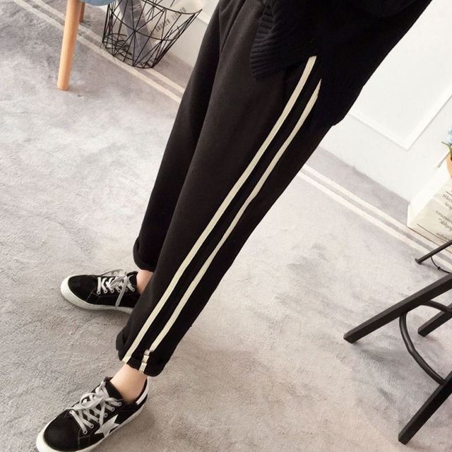 Everose-Striped Side Harem Pants