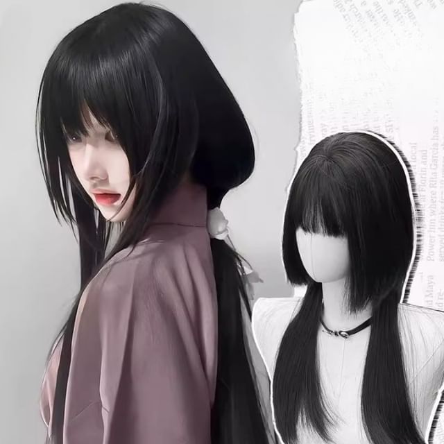 Jasmintinea-Long Full Wig - Straight Wig Care Kit Set