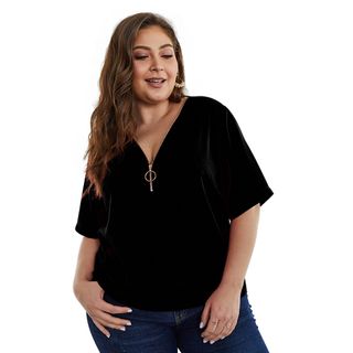 Abuk - Plus Size Short-Sleeve Zipped T-Shirt | YesStyle