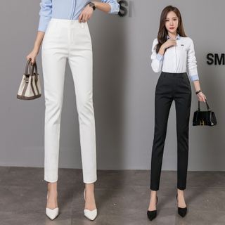 high waisted slim fit pants