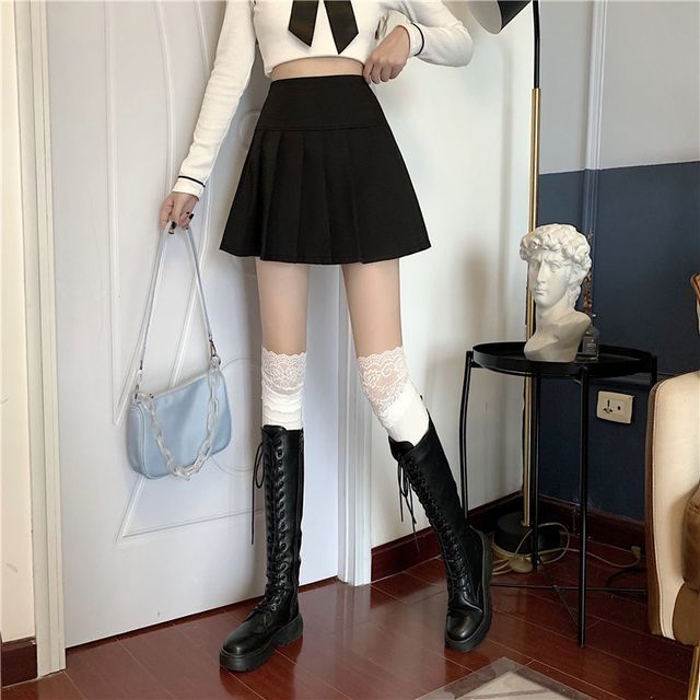 Secolo - Pleated Denim Mini Skirt