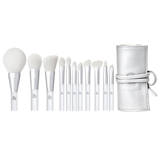BLJ-Mini Make Up Brush Pouch Set - Silver