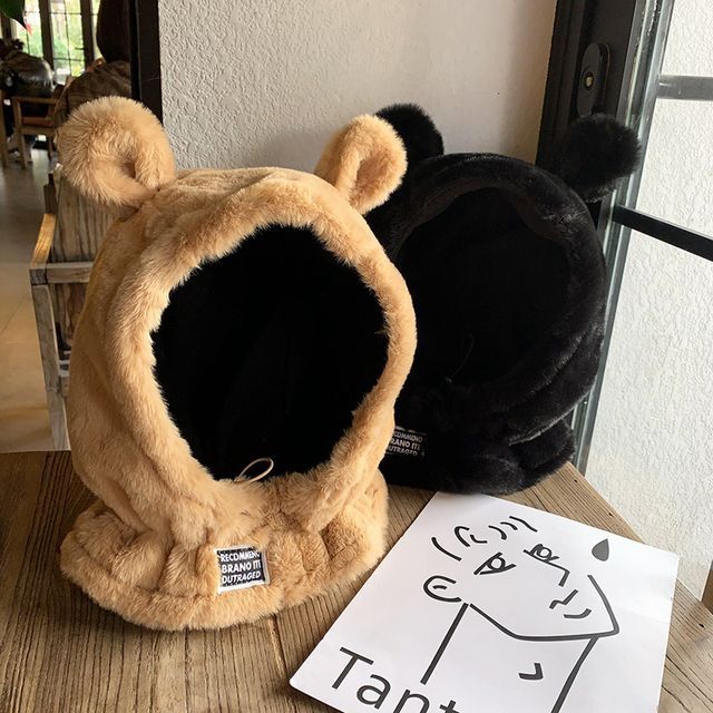 Bear Ear Chenille Balaclava Hat 