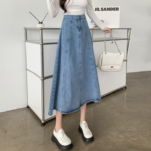 MOTHER The Candy Stick Denim Maxi Skirt | Bloomingdale's