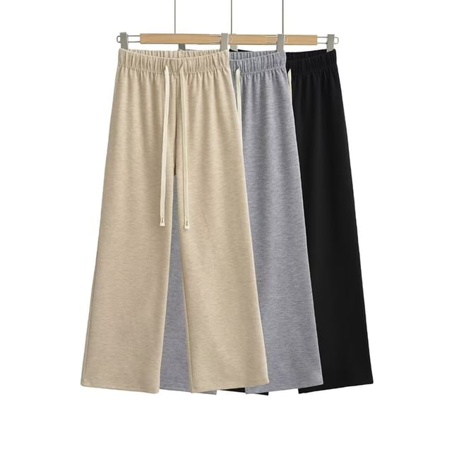 Ulark-High Waist Plain Wide Leg Sweatpants