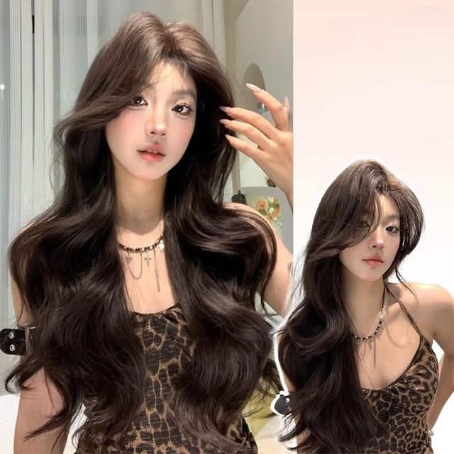 Jasmintinea-Set Long Full Wig - Curly Hair Net