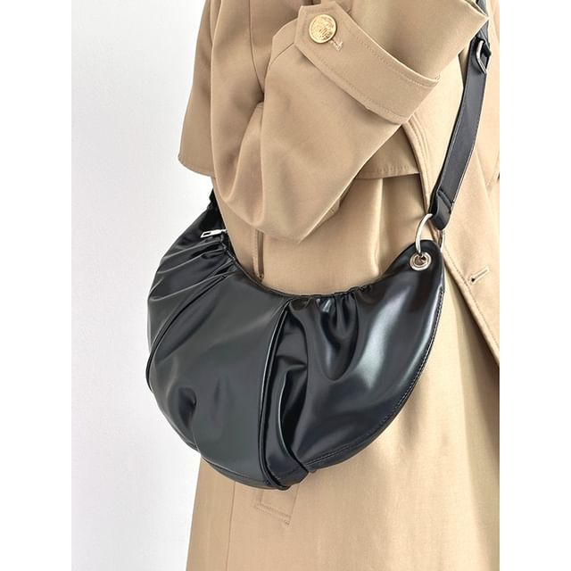 Bolso-Faux Leather Plain Hobo Bag