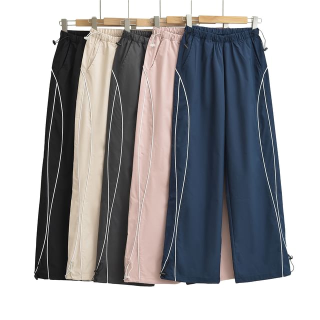 Asiris-High Waist Drawstring Loose-Fit Wide-Leg Sweatpants