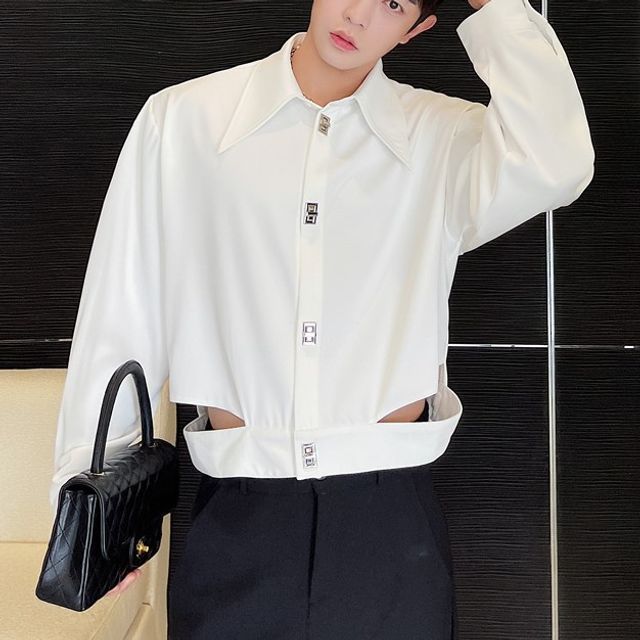 ravewider-Cutout Shirt Jacket