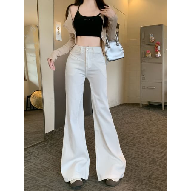 Beem-High Rise Plain Flared Jeans