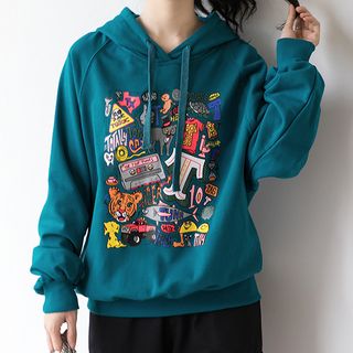 cartoon print hoodie