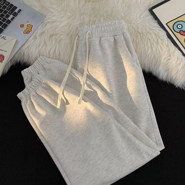 Mimiyox-Drawstring Waist Plain Harem Sweatpants