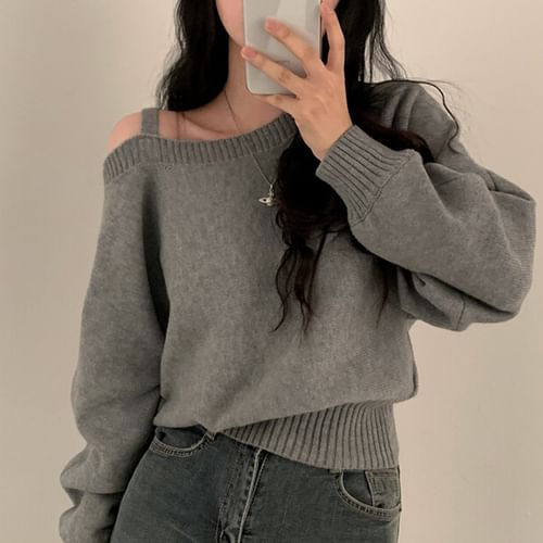 Asymmetrical cold shoulder online sweater