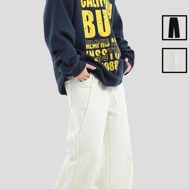 INStudio-High Waist Plain Wide Leg Sweatpants