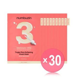 numbuzin - No. 3 Tingle-Pore Softening Sheet Mask Set 10 sheets (x30) (Bulk Box)
