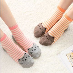 Lazy Corner - Cat Print Striped Socks Lazy Corner - Cat Print Striped Socks