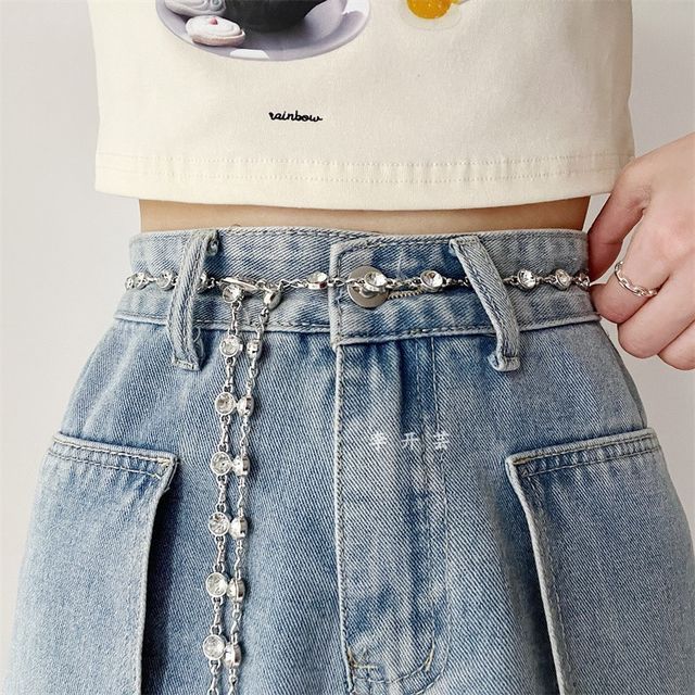 Lunashore-Rhinestone Chain Belt