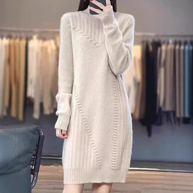 Cloud Nine-Mock Neck Sheath Sweater Dress