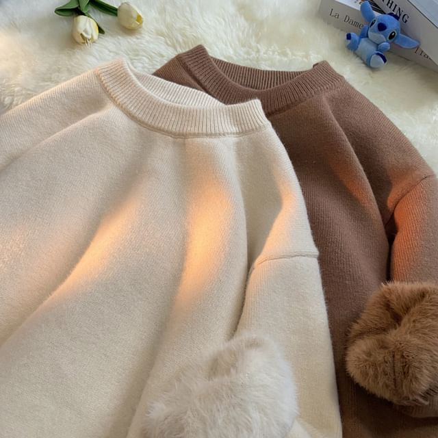 Juku Girls-Crew Neck Plain Sweater