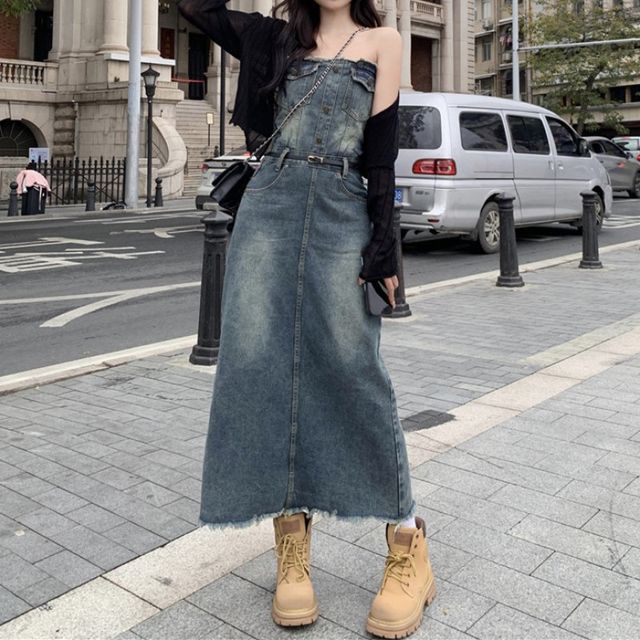 white christmas dresses Jenna Half Denim Shirt Dress main image 1