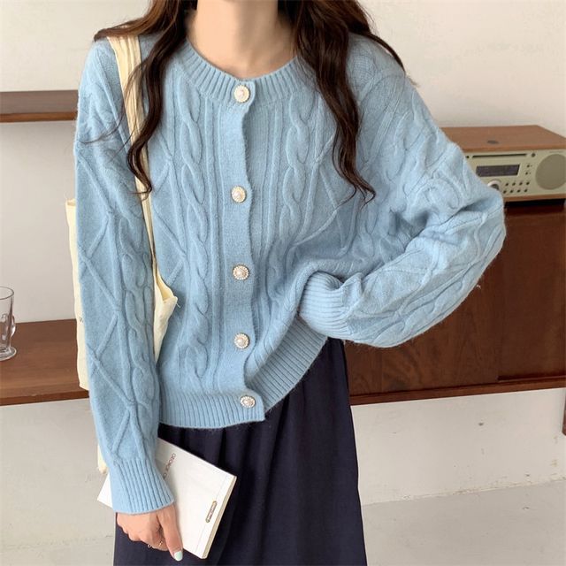 LINSI-Cable Knit Cardigan