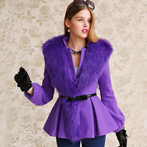 fur peplum coat