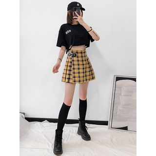 Shira - Pleated Plaid Mini Skirt | YesStyle