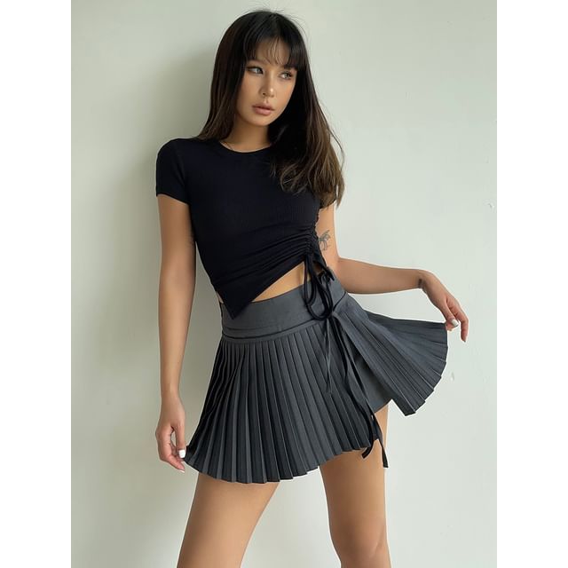 Colada-Tie-Side High-Waist Pleated Culottes