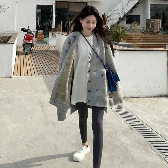 Elderboog Maternity Floral Button-Up Cardigan Long-Sleeve