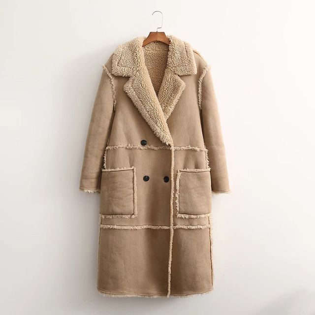 Matisha - Double-Breasted Fleece-Lined Long Coat | YesStyle