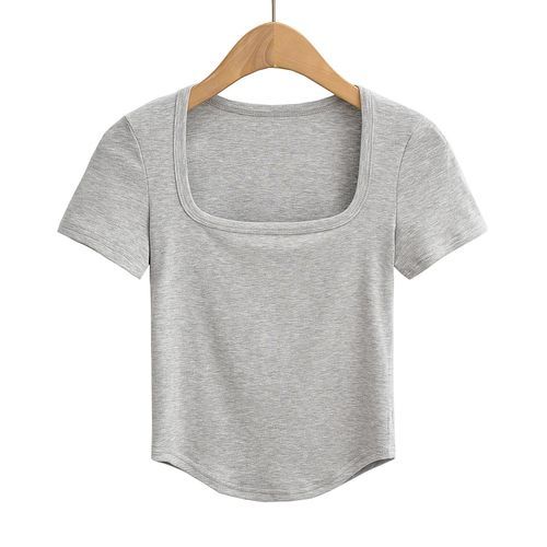 Square Neck Short Sleeve Cropped T-Shirt