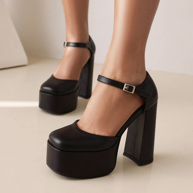 JY Shoes Chunky-Heel Platform Pumps