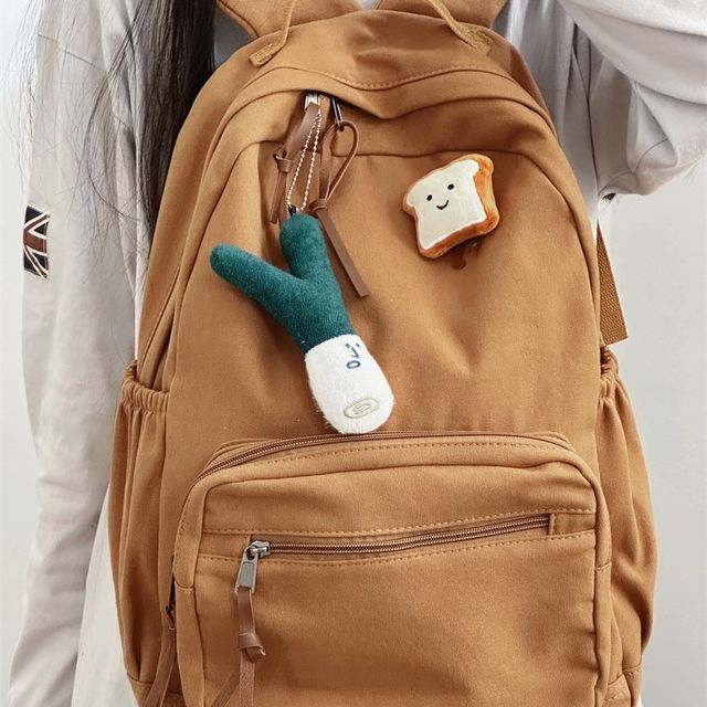 Anchara Plain Canvas Backpack / Bag Charm / Set YesStyle