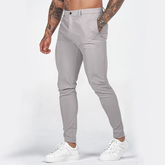 FORSETI-Mid Rise Plain Slim Fit Pants