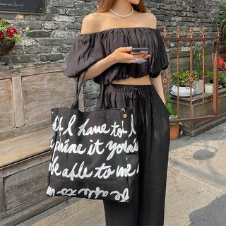 LIPHOP Letter Printed Canvas Tote Bag