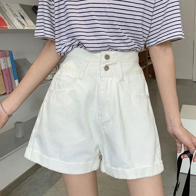 Coline-High Waist Denim Shorts