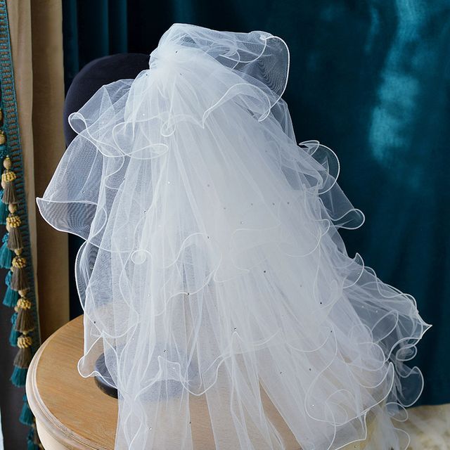 Kanzashi-Rhinestone Wedding Veil
