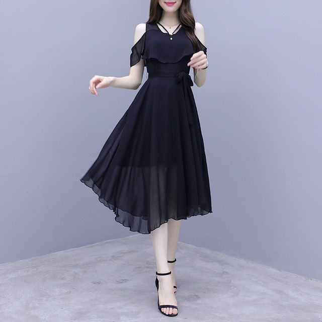 knee length dresses for ladies Scoop-Neck Sleeveless Beaded Pleated Chiffon Midi A-Line Mother of The Bride Dress with Overlay Custom Color / US8
