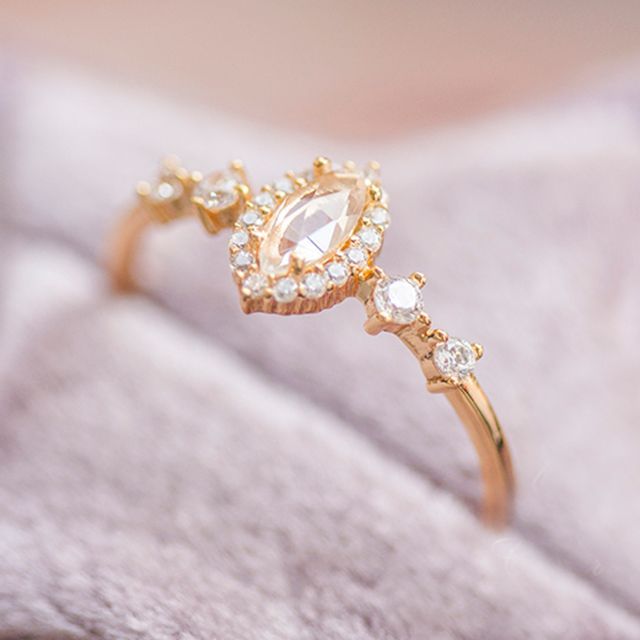 DECADES-Faux Crystal Rhinestone Sterling Silver Ring