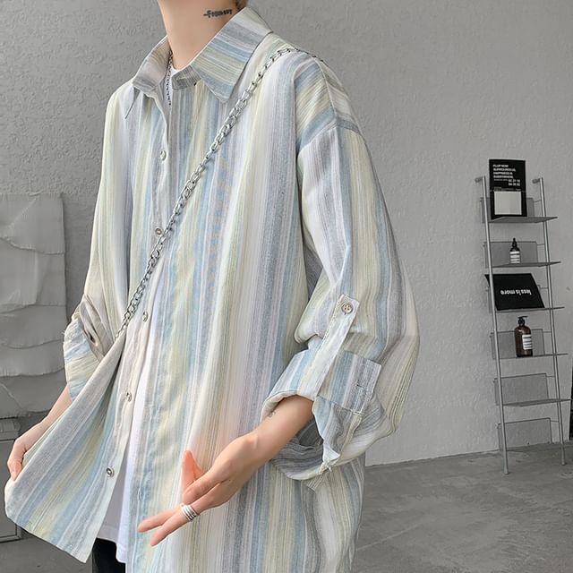 Freehop-Long-Sleeve Striped Shirt