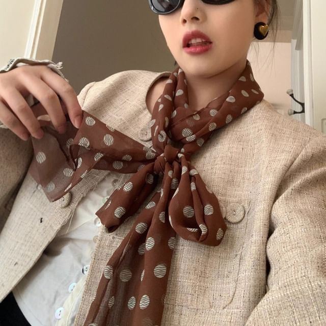 Pompabee-Dotted Chiffon Scarf