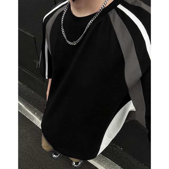 fluffush-Short-Sleeve Round Neck Raglan T-Shirt