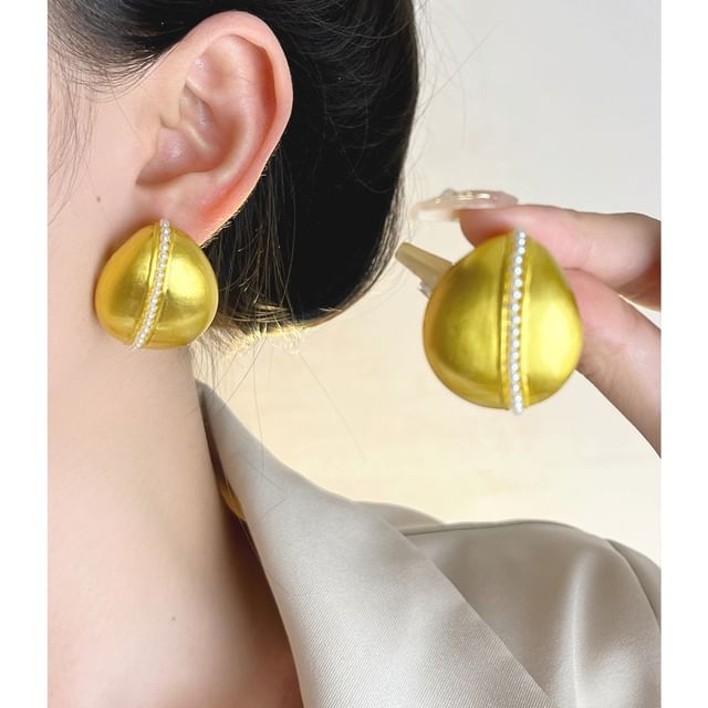 CIMAO-Faux Pearl Chunky Stud Earring