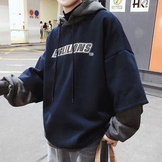 Loose Fit Mock Two Piece Hoodie