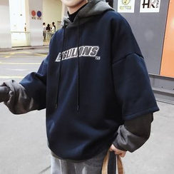 MOWAK - Loose-Fit Mock Two-Piece Hooded Pullover MOWAK - Loose-Fit Mock Two-Piece Hooded Pullover