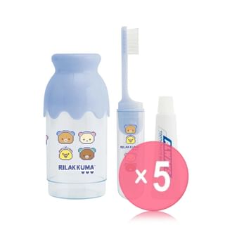 San-X - Rilakkuma Toothbrush Set Blue 5pcs Bundle Set