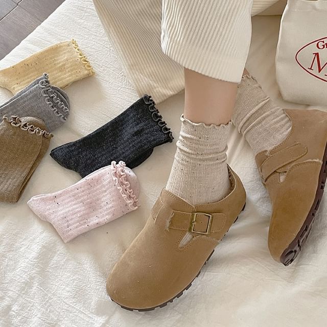 Mimiyu-Speckle Lettuce Edge Socks Set