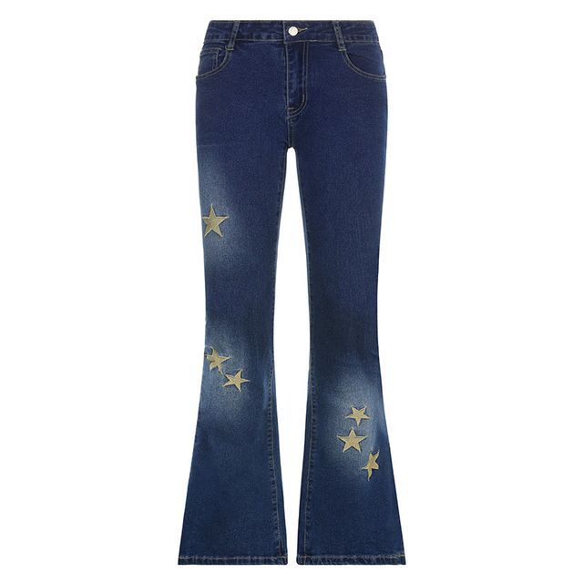 Star Pattern Low-Rise Bootcut Jeans 