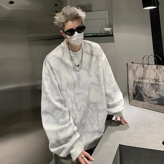 emeisa-Crew Neck Tie Dye Washed Sweatshirt